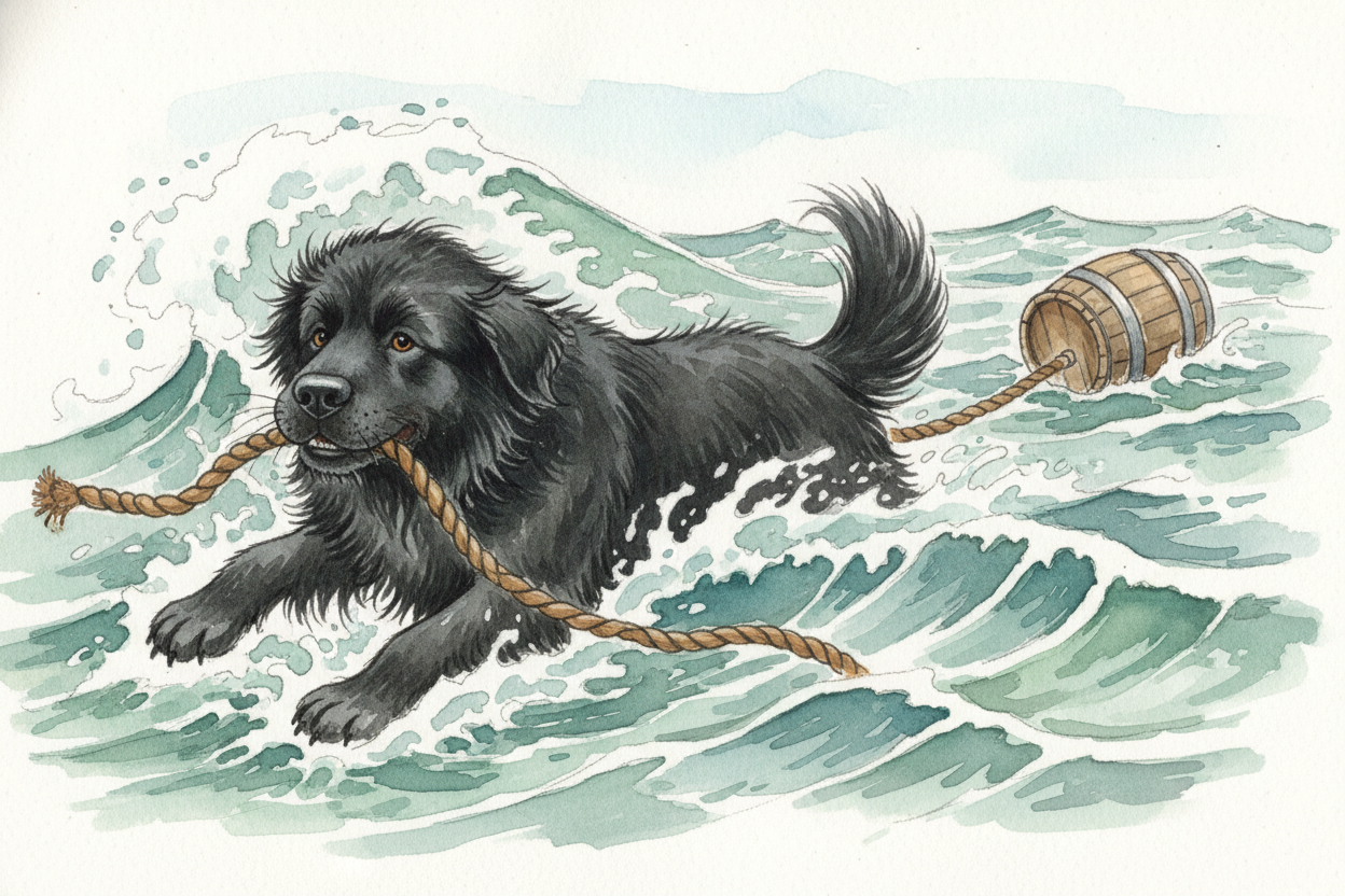 ~~And they worked.~~ A Newfoundland could **swim out through surf that would drown a human**, grab a drowning sailor by 