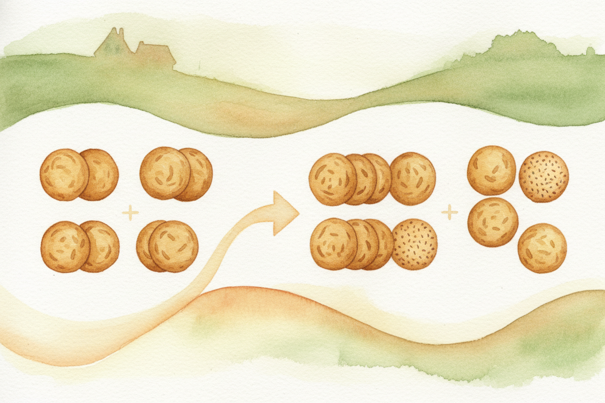 But add an even and an odd, and the odd number's leftover stays leftover. 6 plus 7 equals 13 — ~~that lone cookie from t