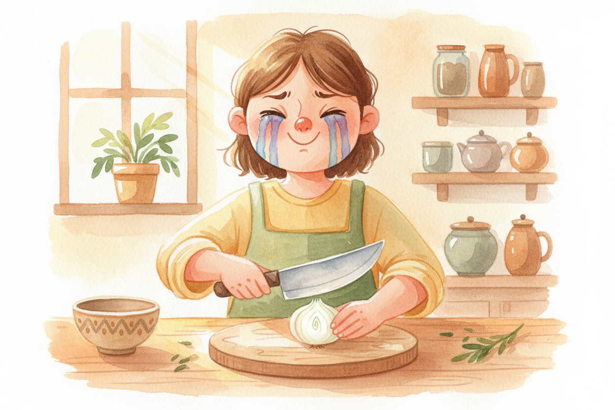 You slice into an onion and — ~~bam~~ — your eyes start **watering like someone just told you the saddest story ever**. 