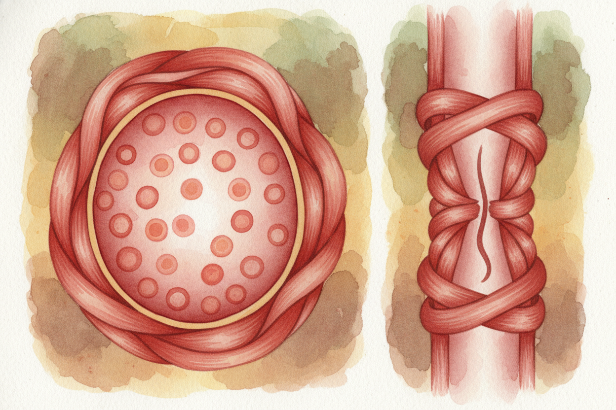 When the cold hits, tiny muscles around your blood vessels ~~snap tight like drawstrings on a hoodie~~. This process is 