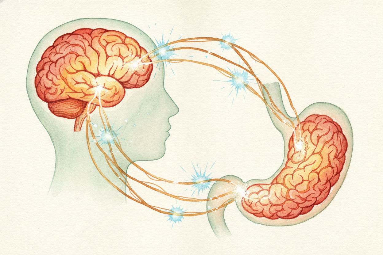 ~~And here's the weirdest part:~~ your gut has its own nervous system. Scientists call it the ++"second brain"++ — a net