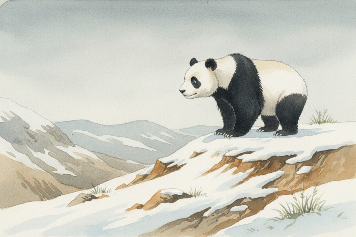 **Millions of years ago**, pandas were like other bears — they hunted, fished, ate berries, chased down meals. ~~But the