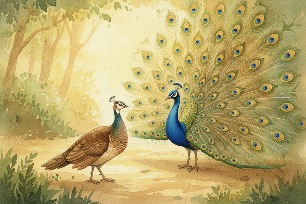 So the peacock's tail isn't a mistake or a waste. It's an *advertisement, a health certificate, and a love letter*, all 