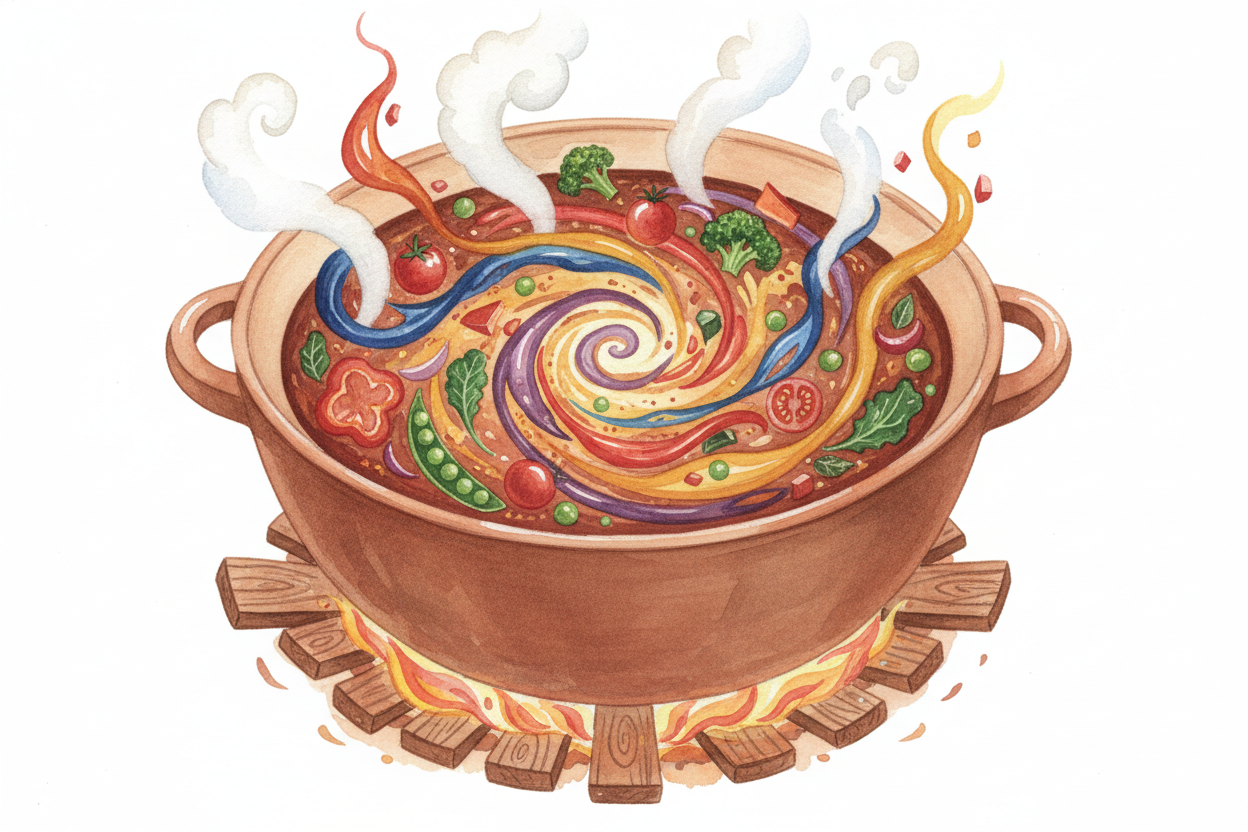 Meanwhile, each place had its own original languages mixing in like **ingredients in soup**. ++Irish++ people learning +
