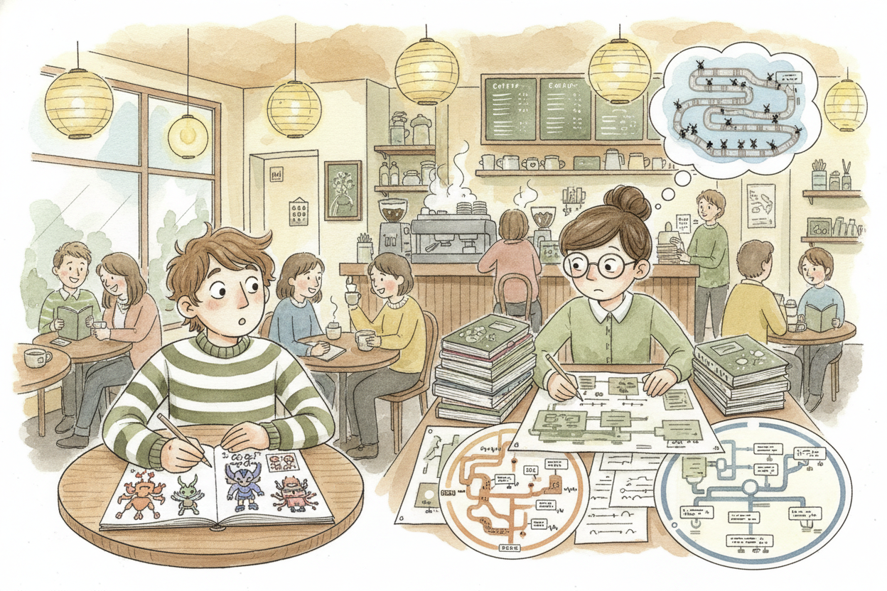 Then there's the weird magic of ideas bumping into each other. A game designer overhears a biologist at a coffee shop ta