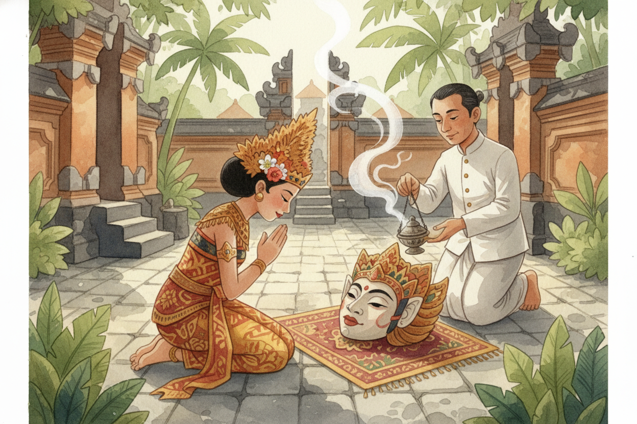 In many cultures, masks aren't just costumes. ~~They're believed to hold actual power.~~ In ++Bali++, dancers wear carve
