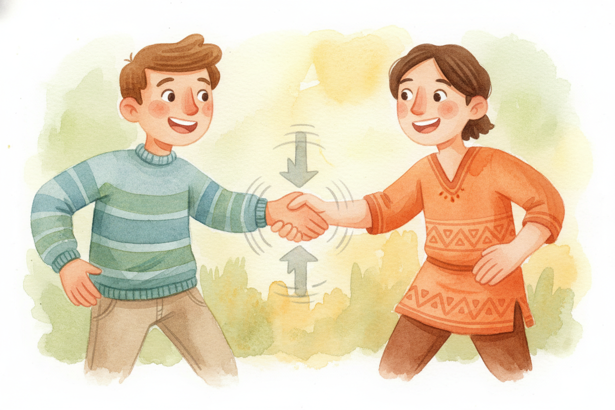 You stick out your hand. The other person grabs it. You both pump up and down like you're operating a ~~weird friendship