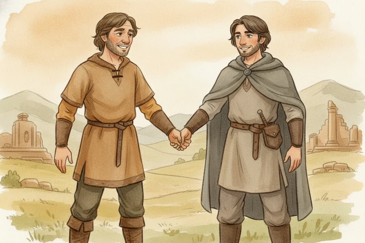 The other person would grab that hand. Now **BOTH people's weapon-hands** were locked together. _Neither could draw a bl