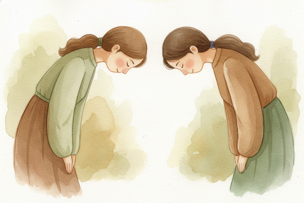 Bowing has its own logic. In a bow, ~~both people become vulnerable at the same moment~~ — you can't watch someone while