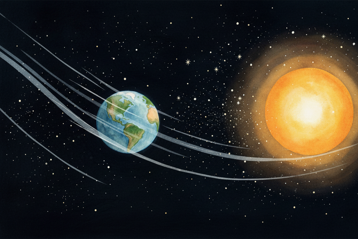 Every second of every day, Earth is falling. ~~Right now, as you read this,~~ our entire planet is plummeting through sp