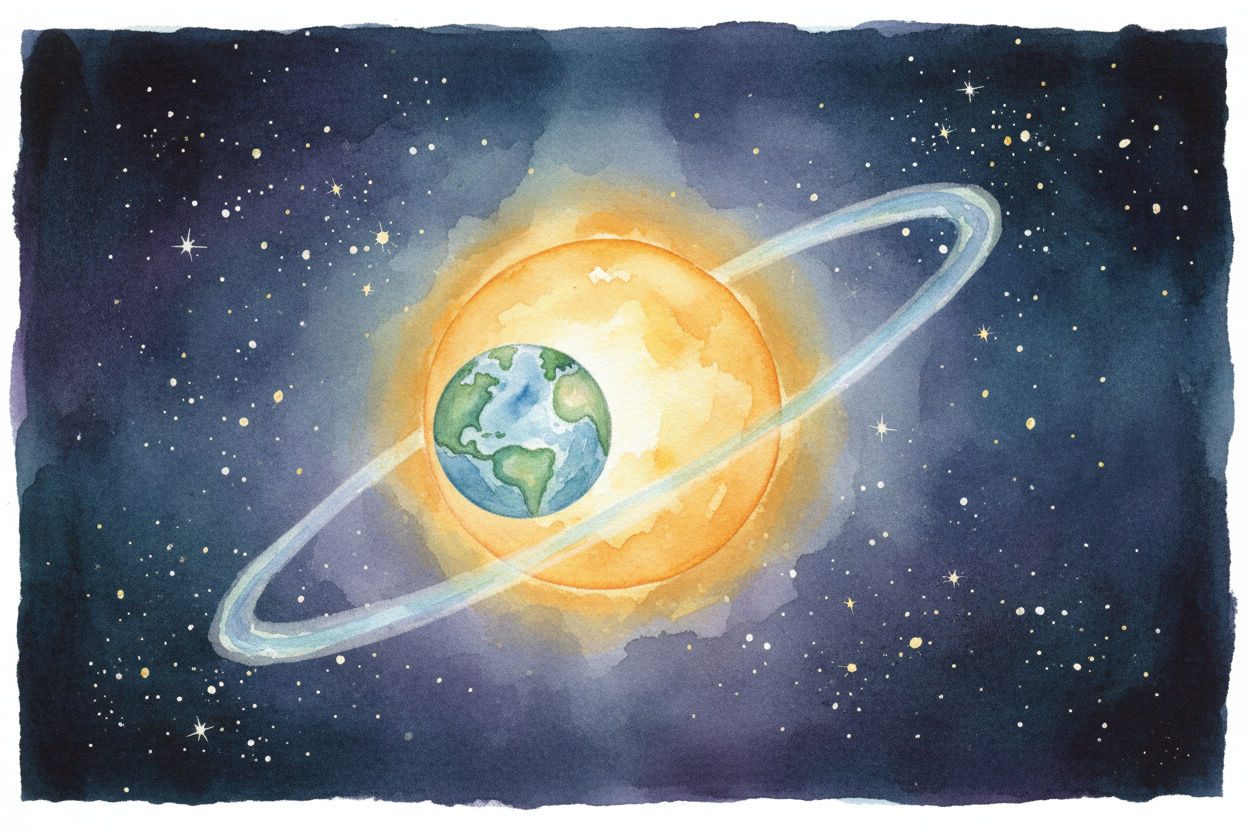 So the reason planets go around the sun isn't because they're attached to invisible tracks, or because some force pushes