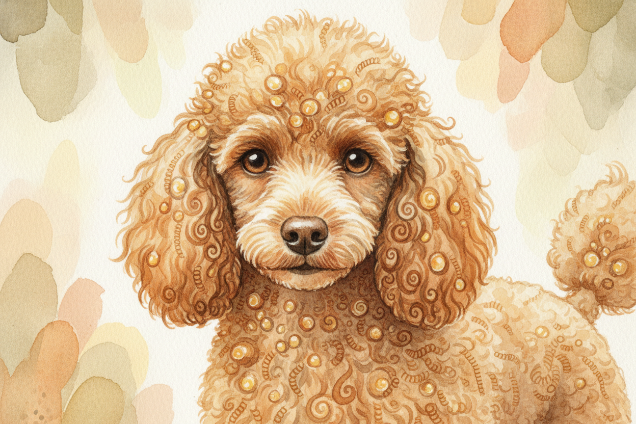 ~~Here's where the curls come in.~~ Each hair on a Poodle grows in a tight spiral—**like a tiny spring coiled around its