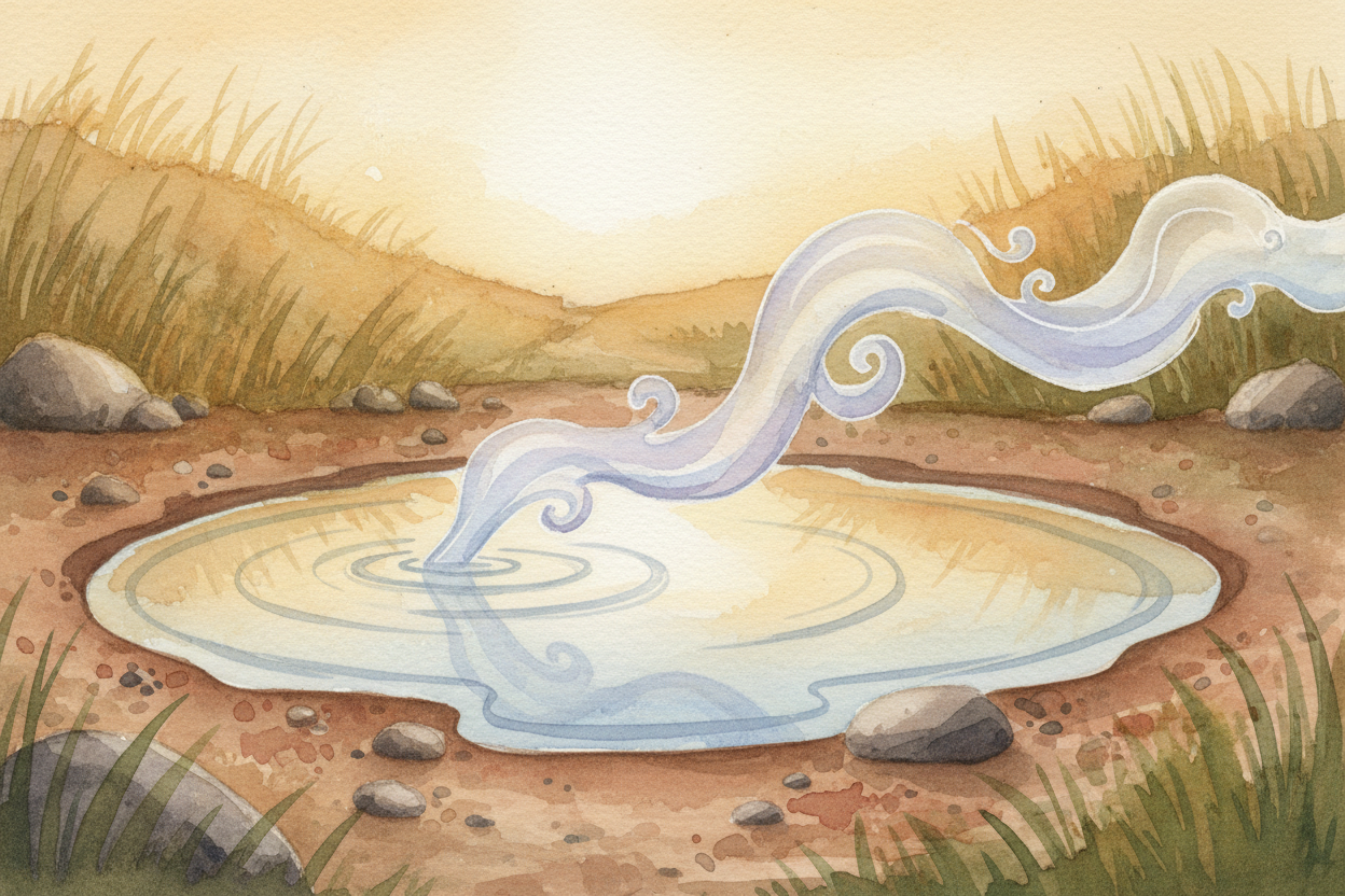 Wind helps too. When air rushes over the puddle, it **sweeps away the water vapor** hovering above the surface. That mak