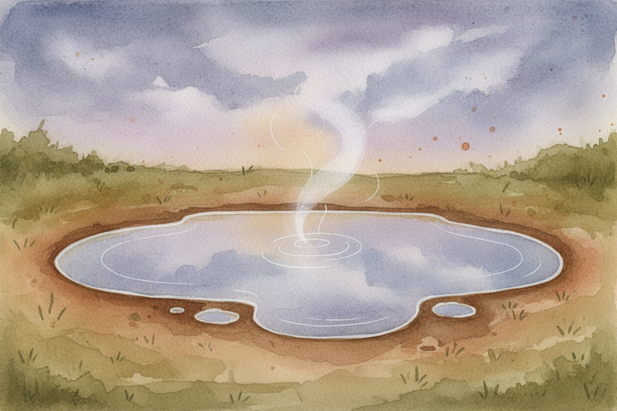 ~~Even on cloudy days, even at night~~, evaporation keeps happening — just slower. The molecules don't need **blazing su