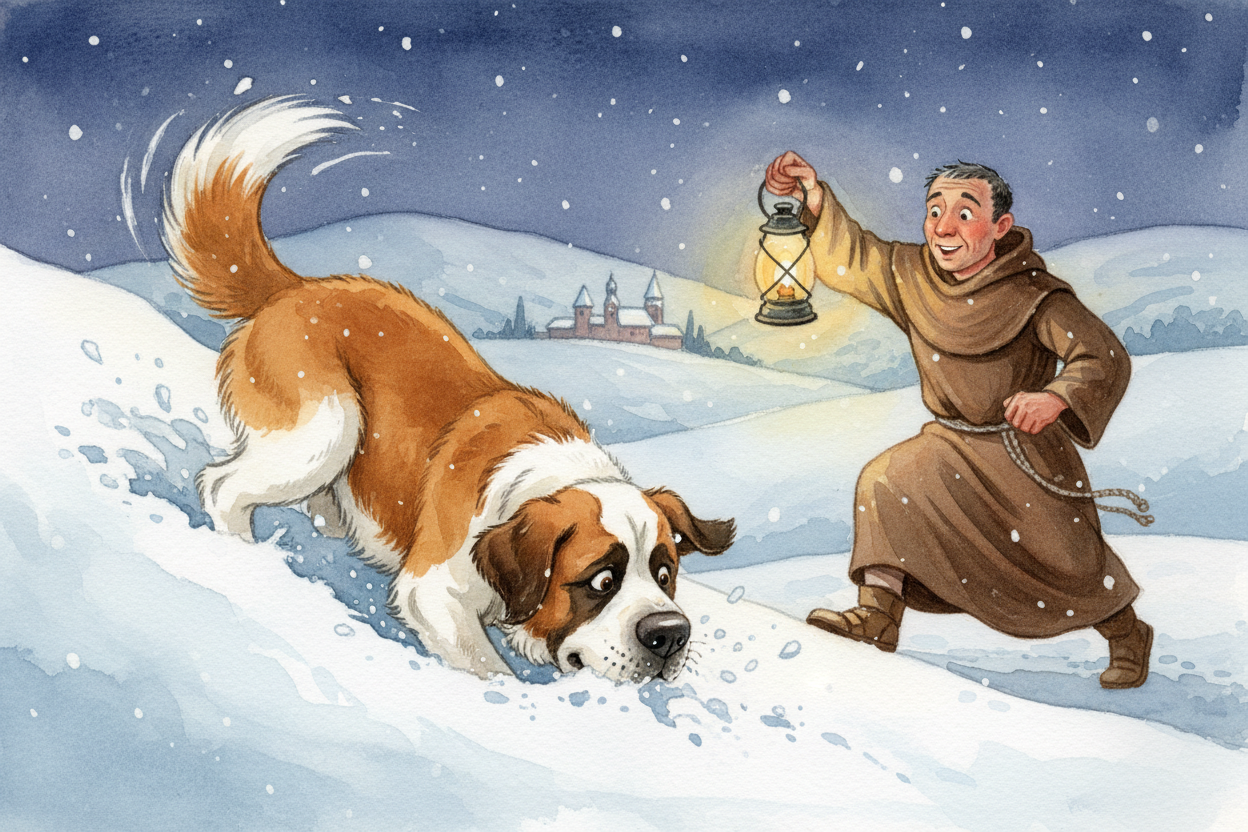 ~~Then the monks noticed something.~~ When they went out to search for lost travelers after a storm, the dogs wanted to 