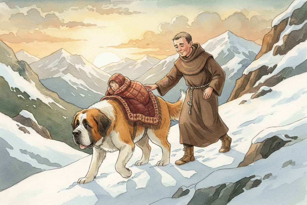 By the 1800s, ++Saint Bernards++ were famous. They'd saved **more than 2,000 people**. The most legendary dog, ++Barry++