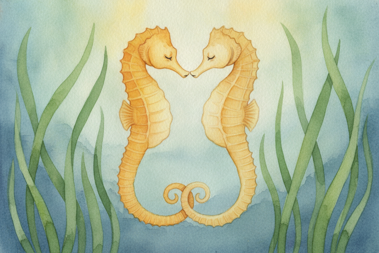 ~~So no~~, the seahorse dad isn't breaking any rules. Mom still makes the eggs — that part **never changed**. Dad just s