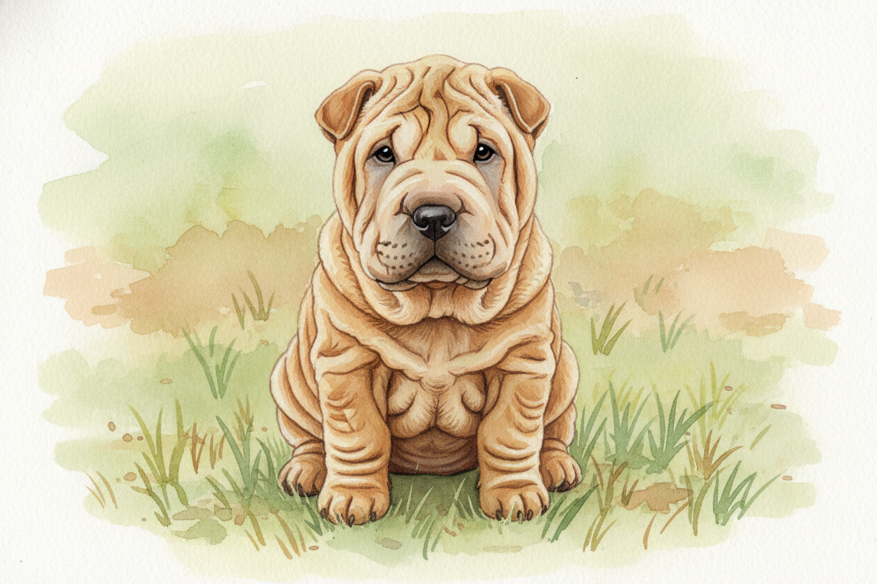 Look at a ++Shar-Pei++ puppy and you'll see a dog ~~absolutely drowning in wrinkles~~ — folds cascading down its face, r