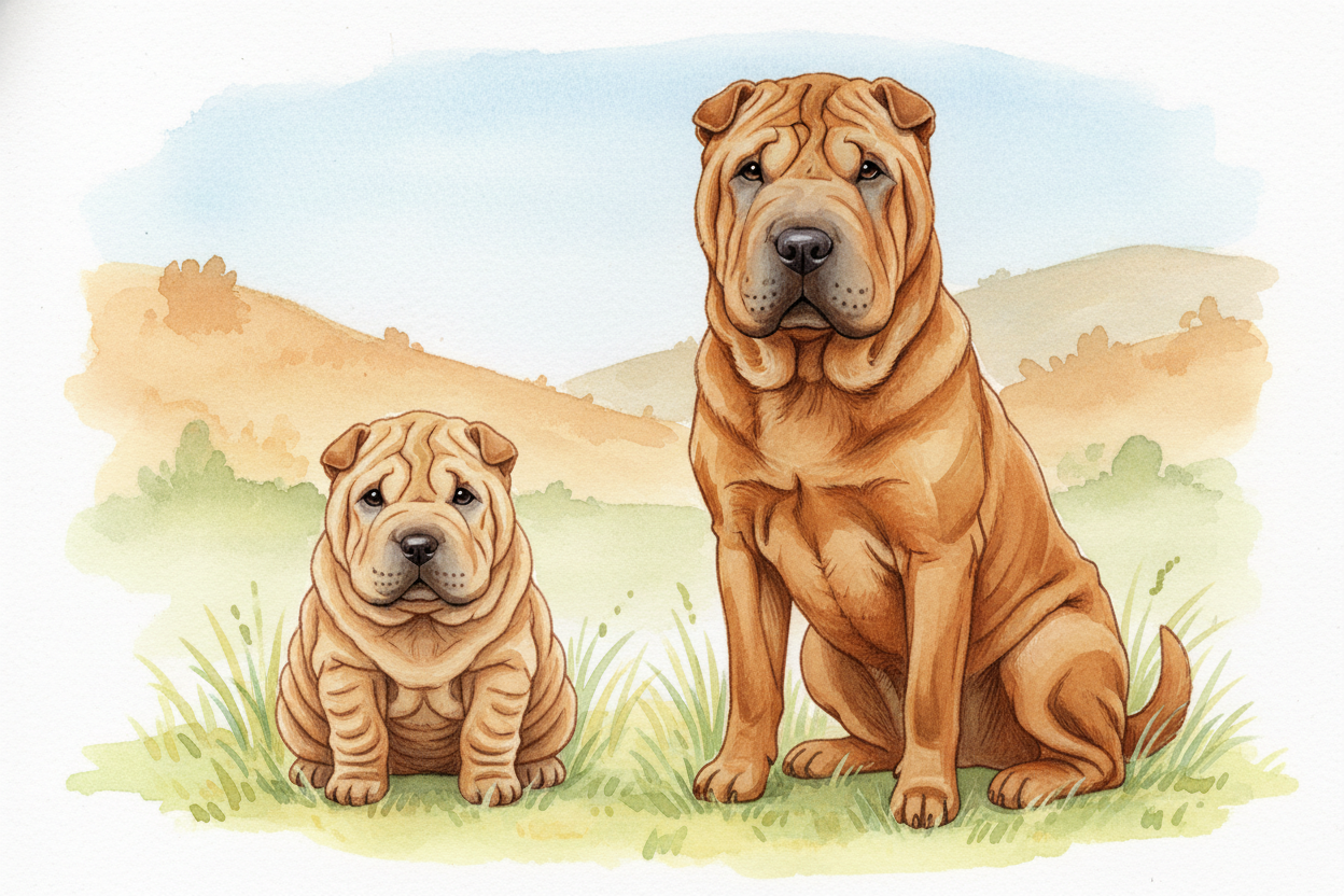 ~~But here's the plot twist:~~ adult Shar-Peis don't stay quite that wrinkly. As a puppy grows into its frame, the body 