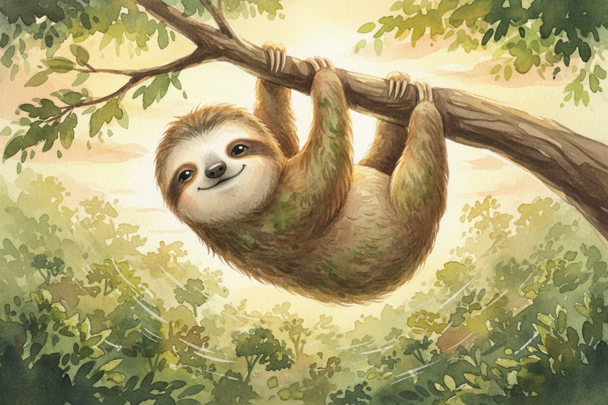 So the sloth isn't slow because it's lazy. ~~It's slow because it's brilliant.~~ By moving at a crawl, it *survives on l