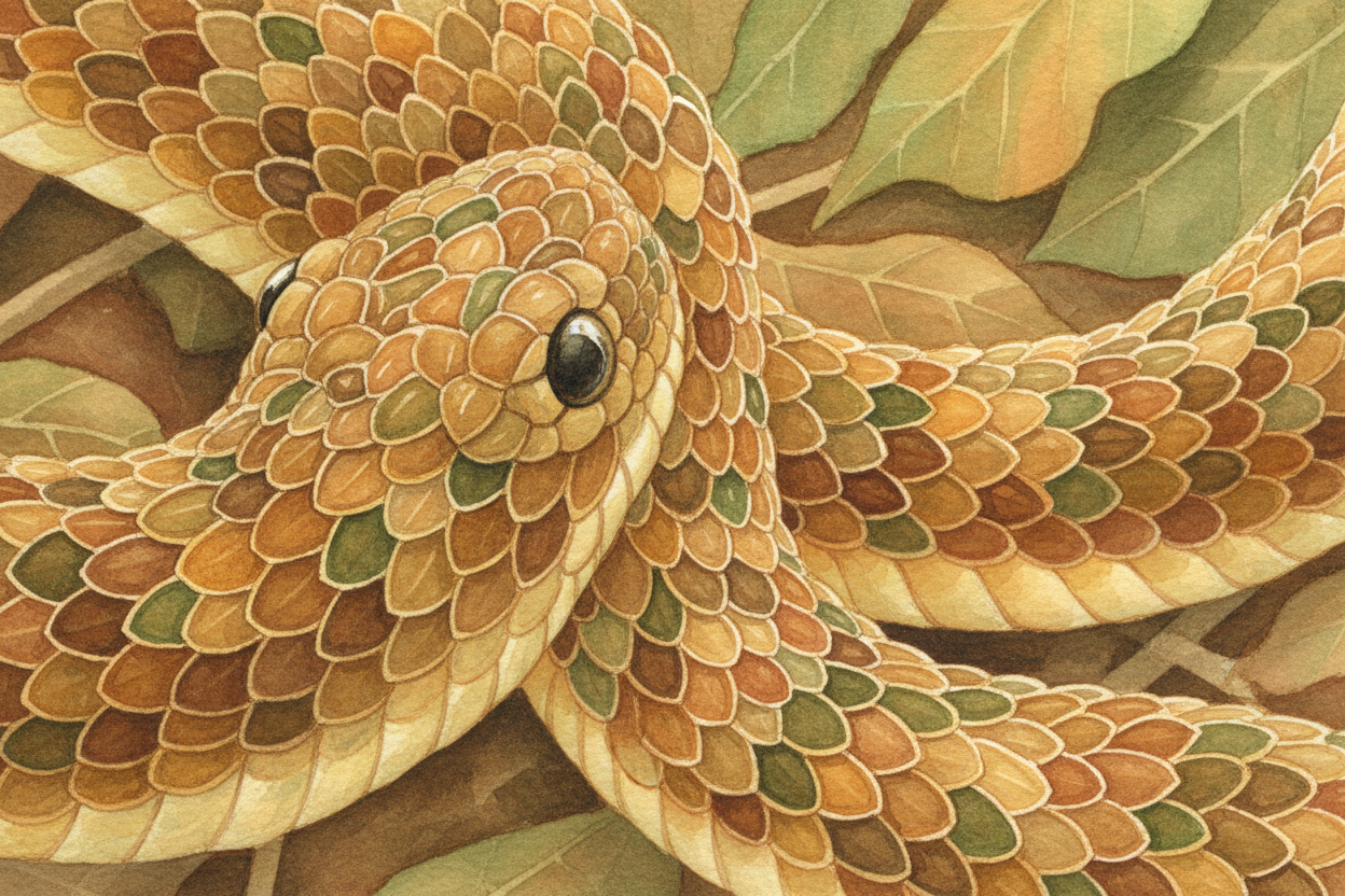 A snake's skin is made of thousands of hard, overlapping scales — **like roof shingles**, but they're locked together. U
