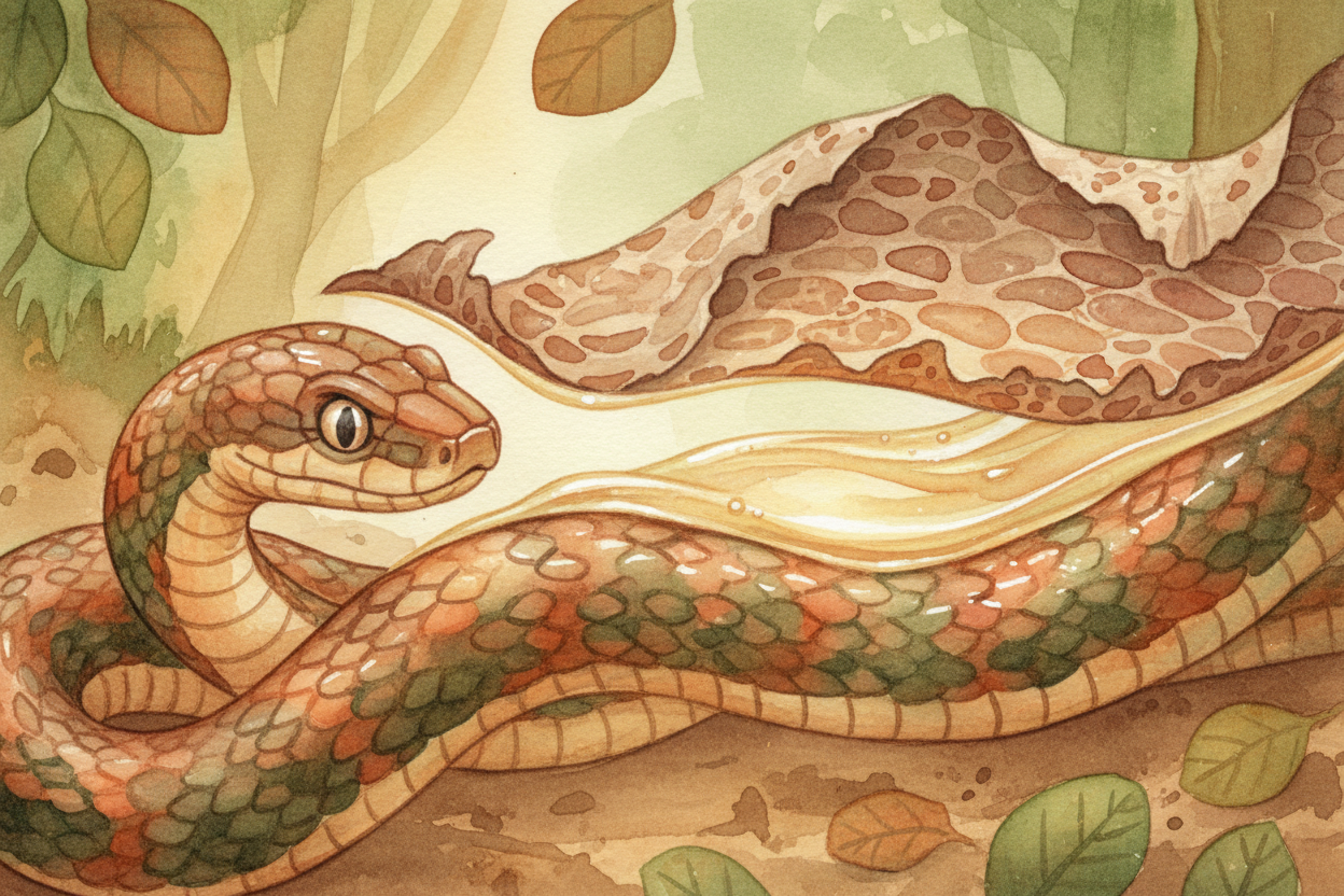 The snake's body starts building a **brand-new skin** underneath the old one — fresh, flexible, perfectly sized. Between