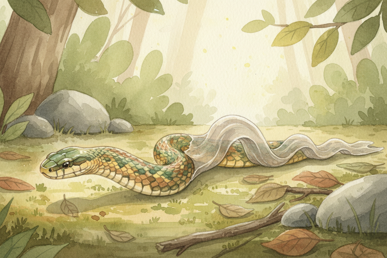 ~~Then comes the crawl.~~ The snake inches forward, and the old skin rolls backward — **inside out** — peeling off in on