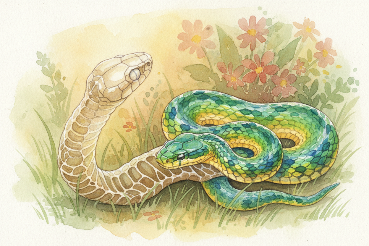 The whole process can take **a few hours**. When the snake finally ~~slithers free~~, the shed skin lies there — a *perf