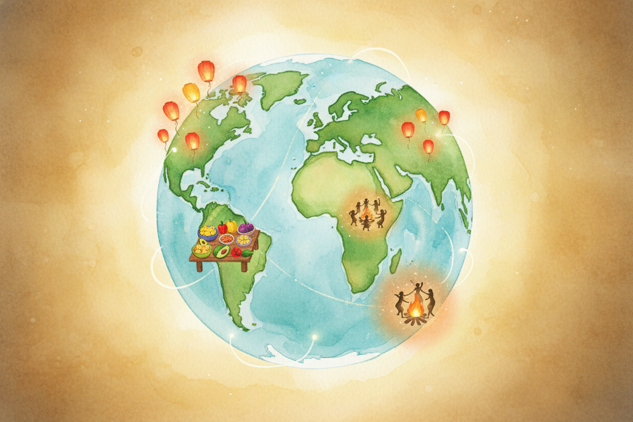 Every fall, people throw parties. ~~Big ones.~~ There are feasts in ++Japan++, moon cakes in ++China++, thanksgiving tur