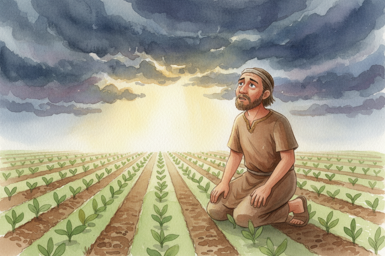 **All year long**, you worked. You planted seeds in spring. You weeded and watered through summer. You watched the sky, 