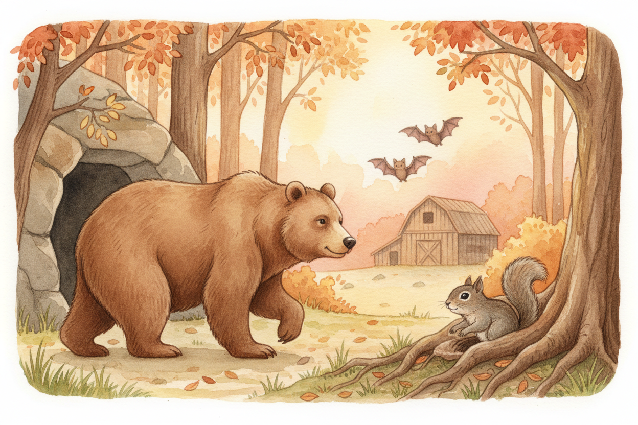 Every autumn, ~~something wild happens:~~ whole species of animals **just… vanish**. Bears lumber into caves. Ground squ