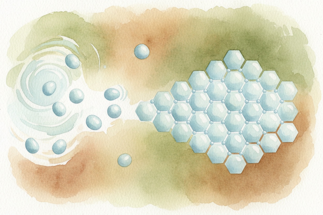 The secret is water. When water gets cold enough, its molecules slow down and lock into a rigid crystal structure called