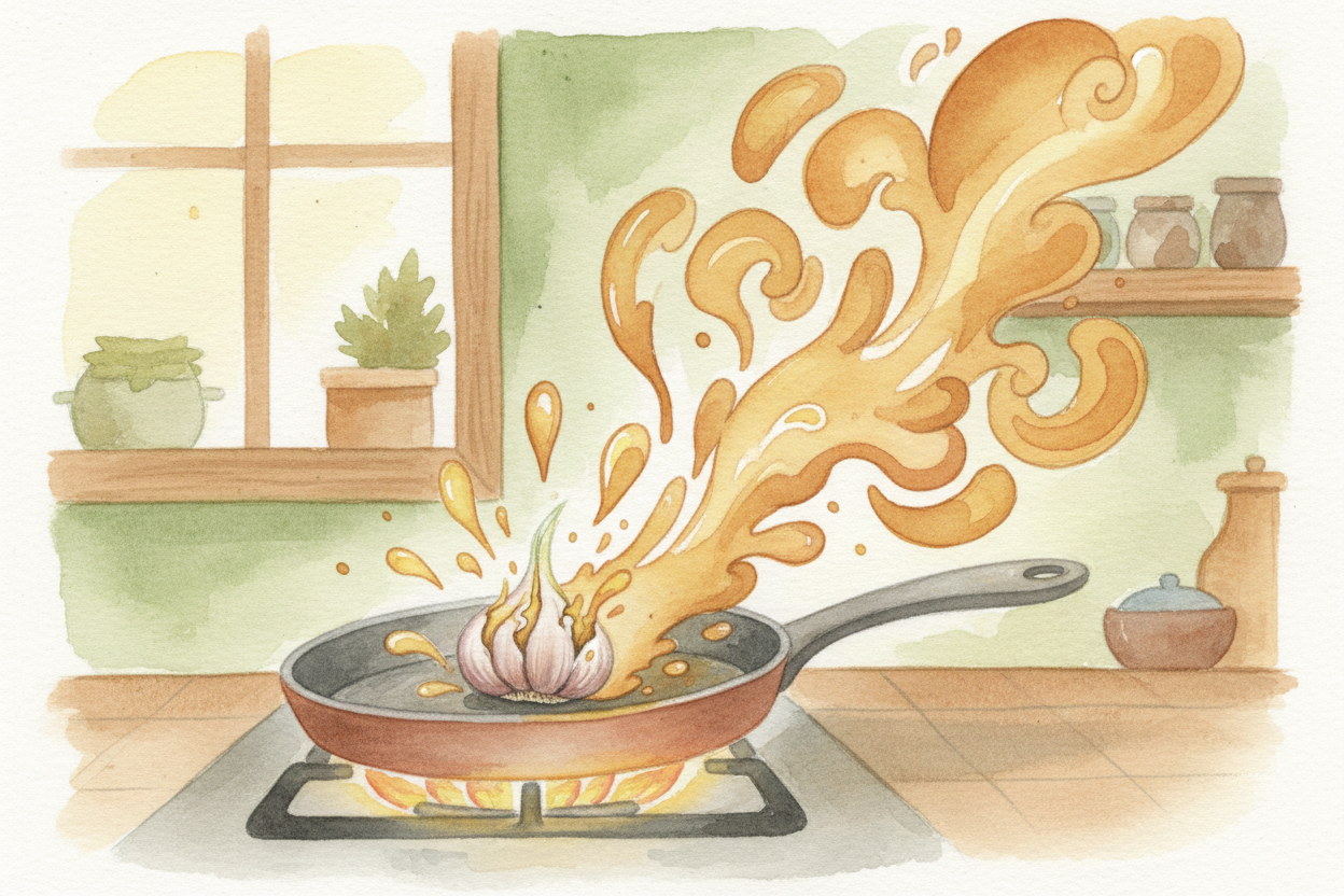 Some foods are especially dramatic because they store their most pungent molecules in concentrated oils. ++Onions, garli