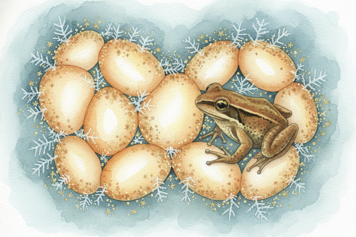 ~~But here's the trick:~~ the frog **floods its cells with glucose**—_basically, sugar_—right before it freezes. **Imagi