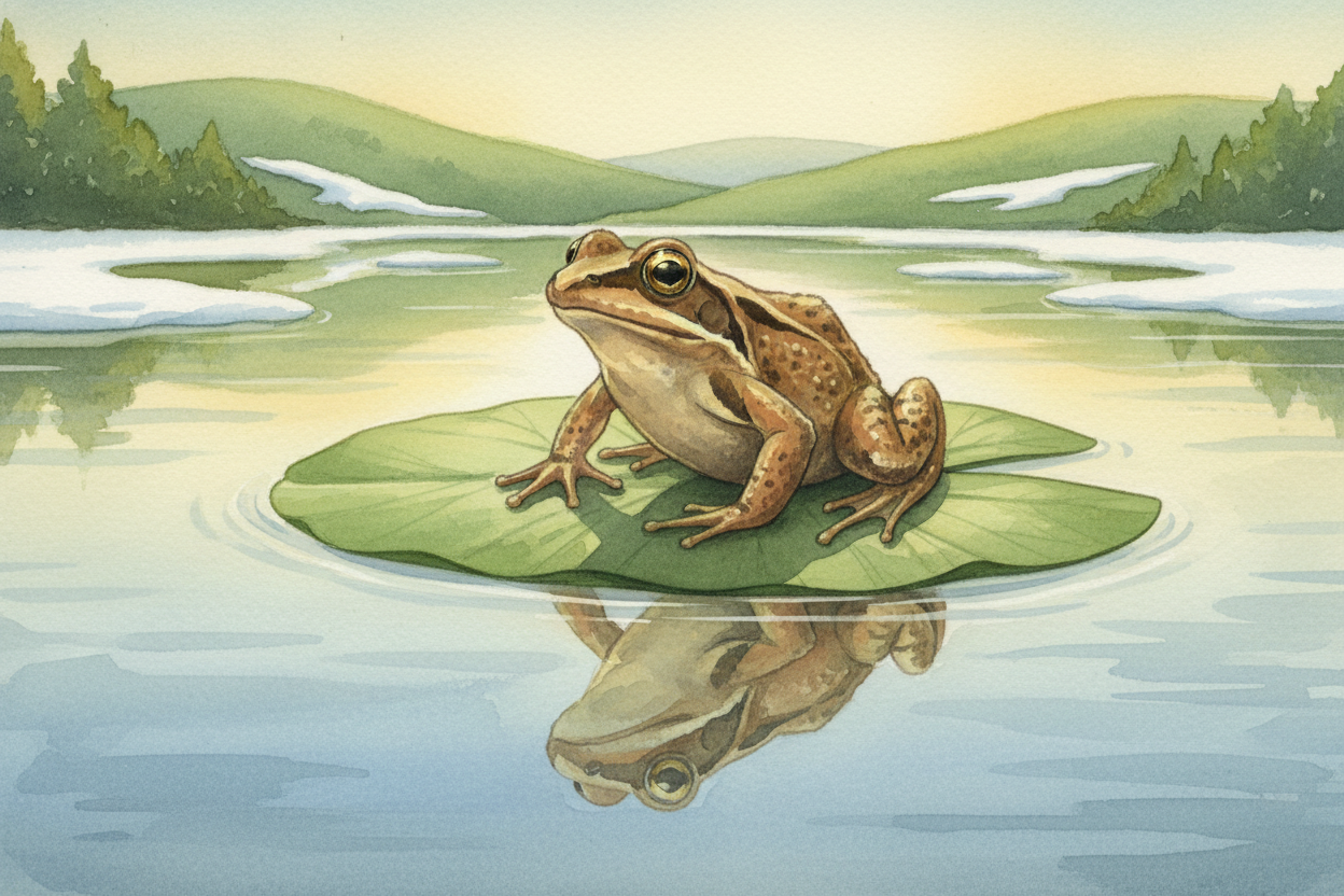 **No other animal with a backbone** can do this. The wood frog survives by turning ~~winter's deadliest weapon—ice~~—int