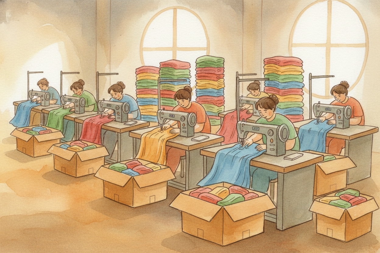 And then there's cost. Imagine T-shirts. Growing cotton, spinning thread, weaving fabric, cutting, sewing, dyeing—every 