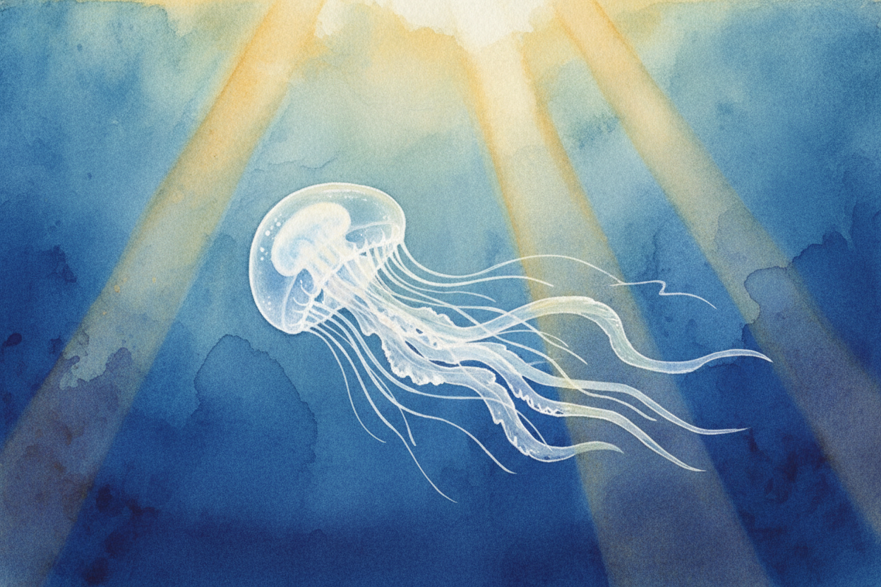 Somewhere in the Mediterranean right now, that **pinky-nail jellyfish** is drifting in the current. Maybe it's on its *s