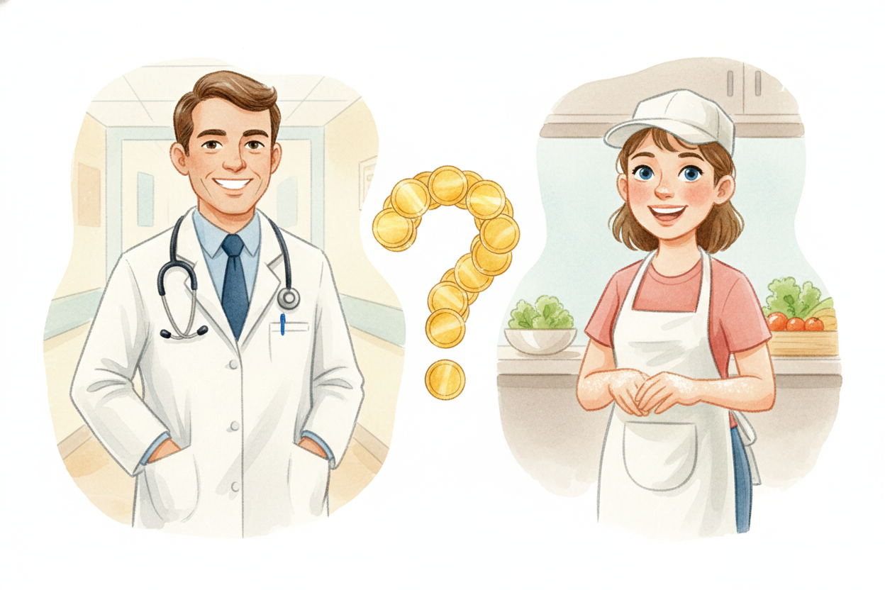 You've probably noticed something funny about the world: a doctor might earn way more than someone who makes amazing san