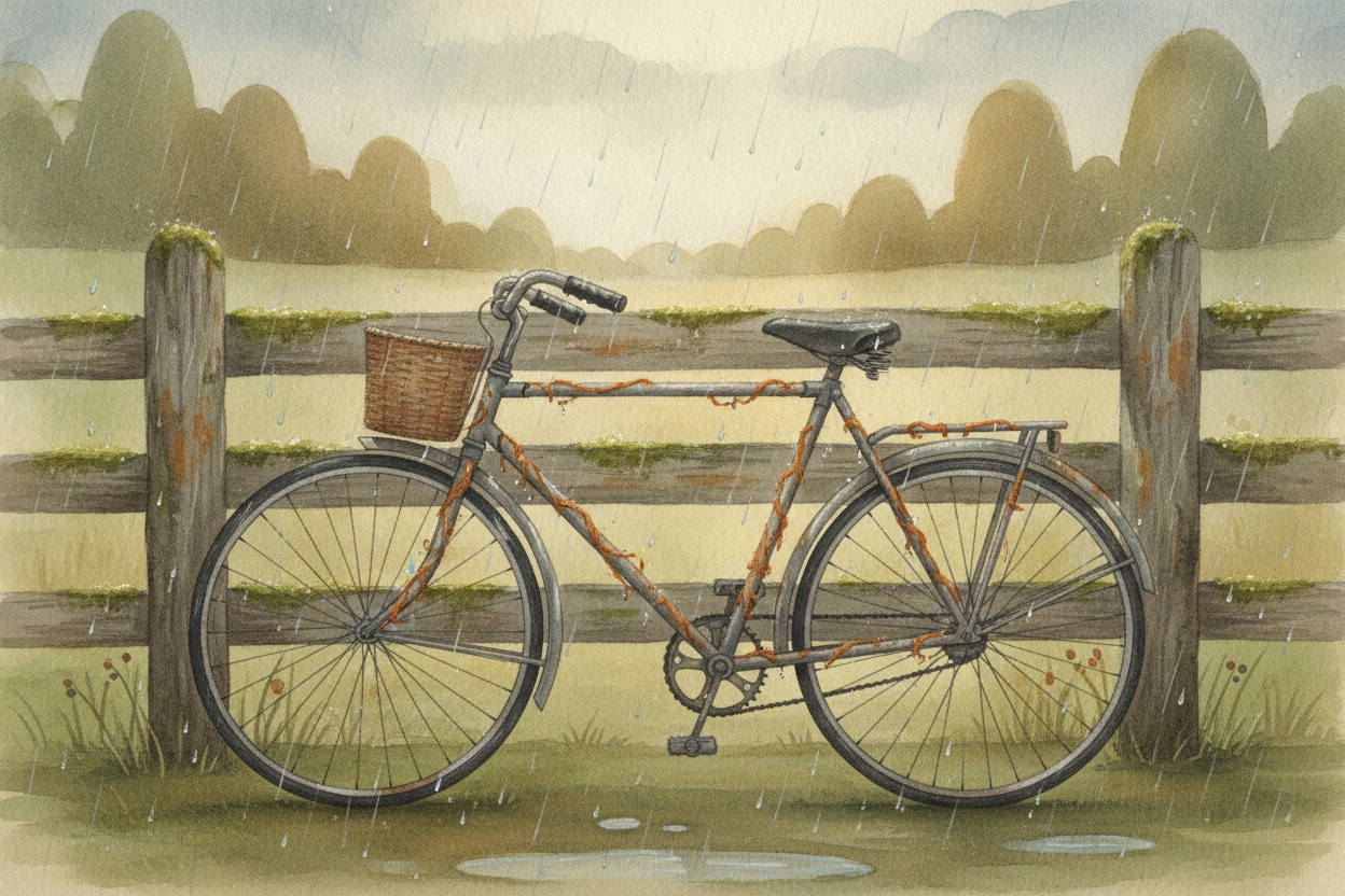 Leave a bike out in the rain long enough and something orange and crumbly creeps across it. We call it rust. ~~But here'