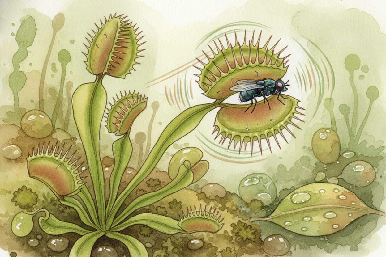 The ++Venus flytrap++ builds a trap that snaps shut in **a tenth of a second** — one of the fastest movements in the pla
