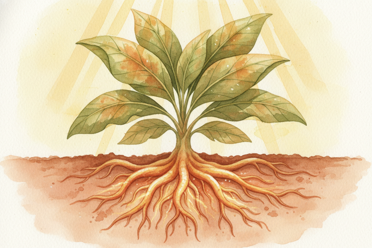 Think of a plant's life like a *savings account for energy*. Every day, leaves collect sunlight and turn it into sugar —