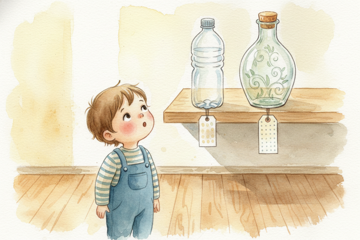 You walk into a store and see two water bottles side by side. One costs two dollars. The other costs twenty. They hold t