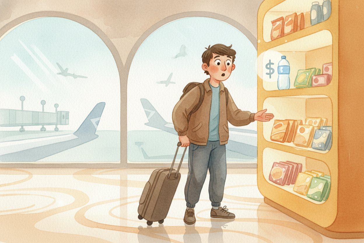 Stores know this. ~~That's why~~ a bottle of water at the airport **costs more than the same bottle** at a regular groce