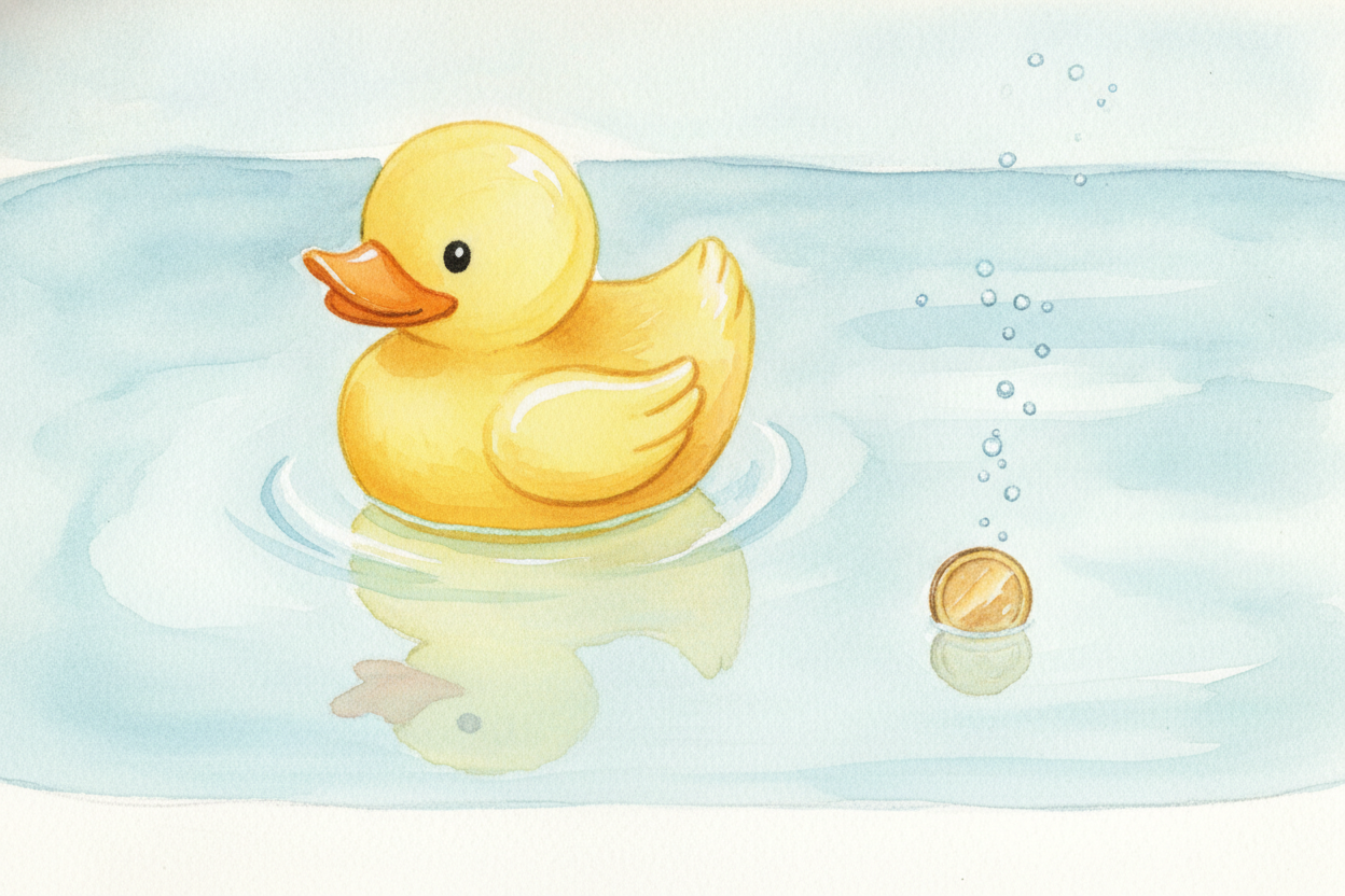 Drop a rubber duck in the bathtub and it bobs along, smug as anything. Drop a coin in beside it and — ~~bloop~~ — straig