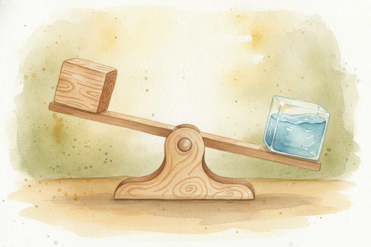 The clever part is comparing the object to the very water it shoves aside. Picture filling the exact shape of your objec