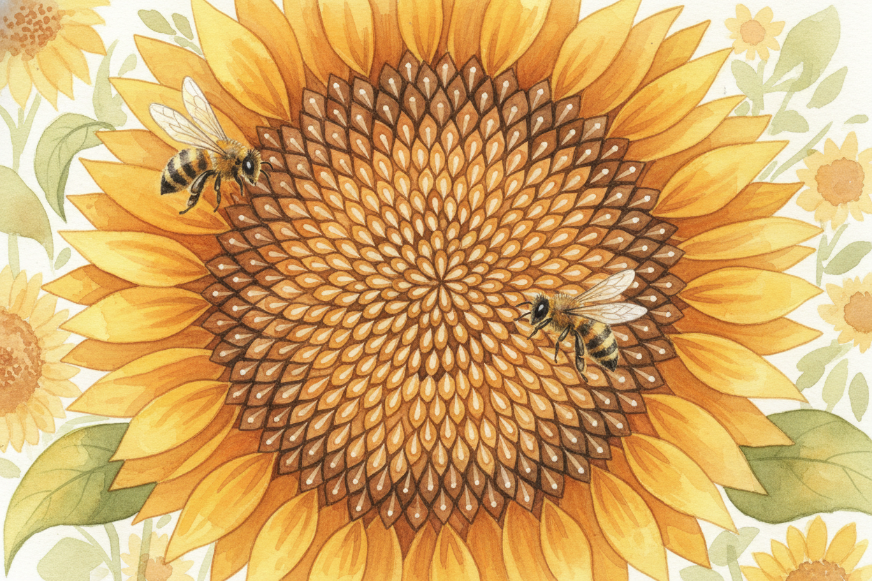 So when you see a sunflower, you're not just looking at a flower. You're looking at **a brilliant solution to a packing 