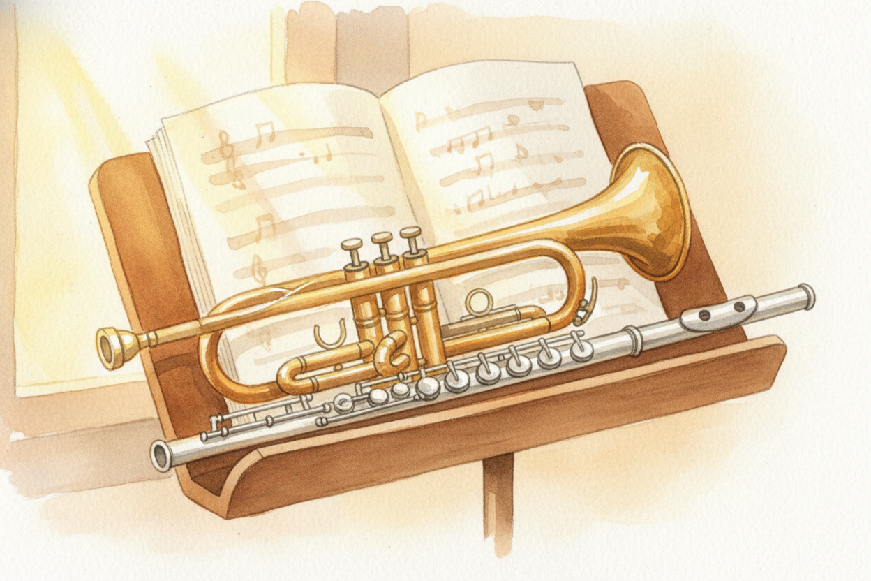 You blow air into both. You use your fingers on both. ~~So why does a trumpet sound like a bright fanfare while a flute 