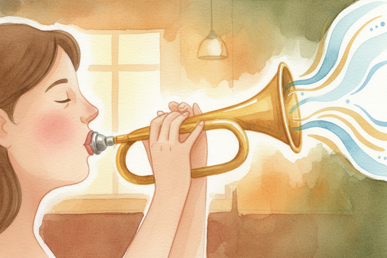 When you blow into a trumpet, your lips buzz against the mouthpiece — ~~like making a "raspberry" sound~~. That buzzing 