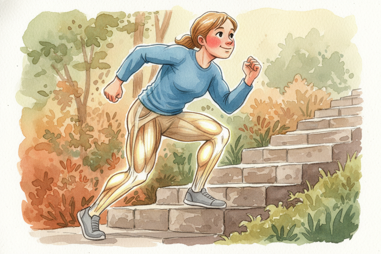 But climbing stairs? ~~That's a different story.~~ Now your leg muscles are lifting your entire body weight **against gr