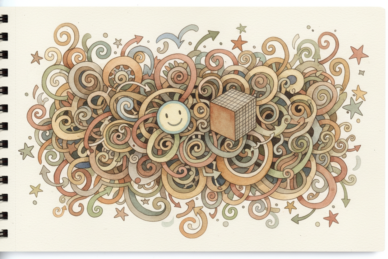 And there's a bonus: **doodling is automatic**. You don't have to think about what to draw. Your hand just makes loops, 